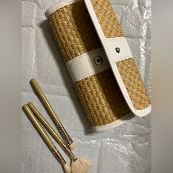 BAREMINERALS ASSORTED brush SET W/ BAG new crease, eyeshadow, flawless fan Brush - Picture 1 of 16